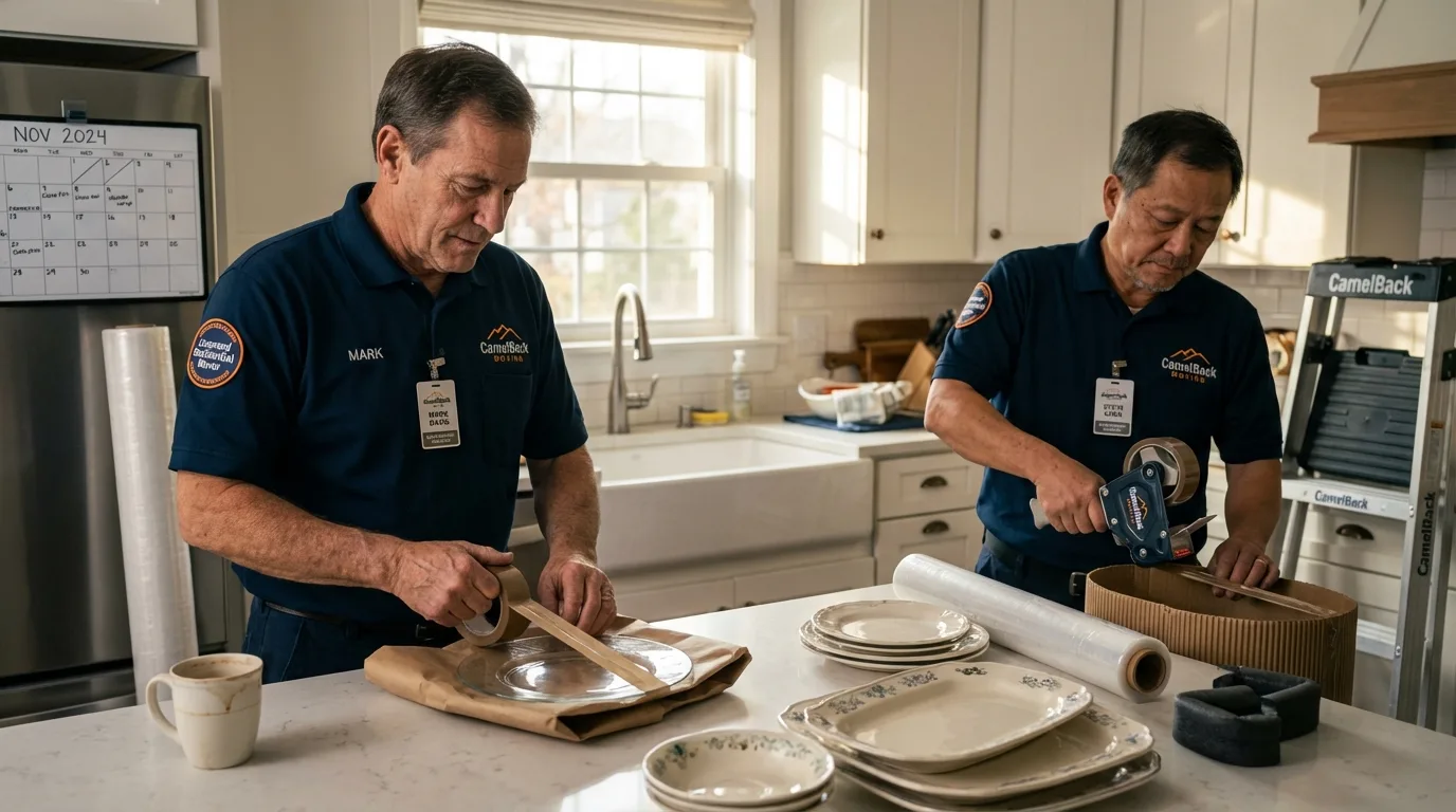 Professional crew packing kitchen dishware in Sebastopol, CA